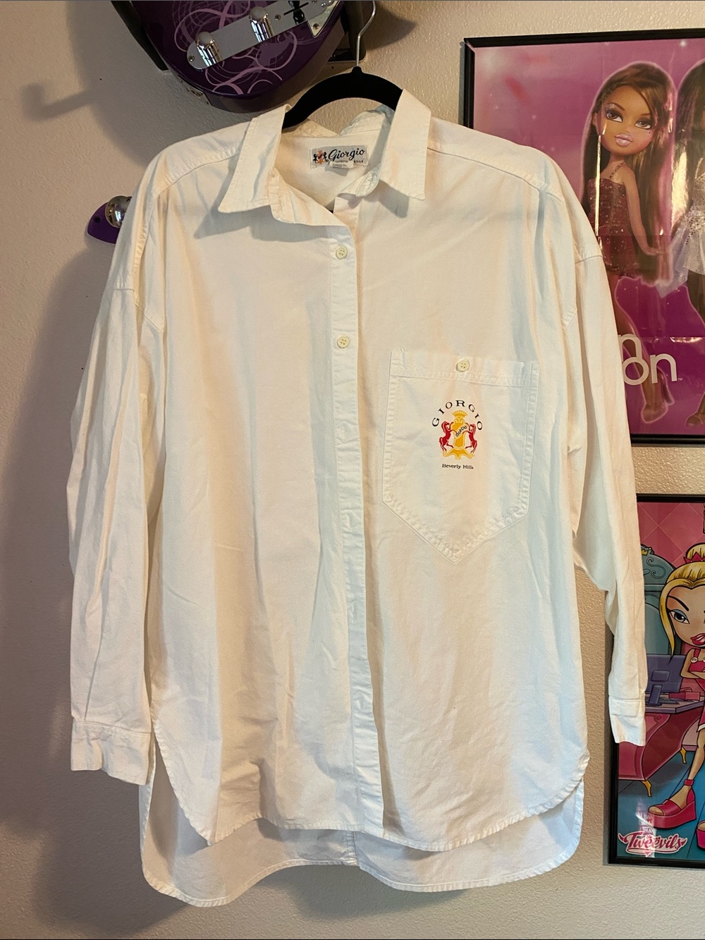 80s Giorgio Beverly Hills White Long-Sleeve Button-Up Shirt